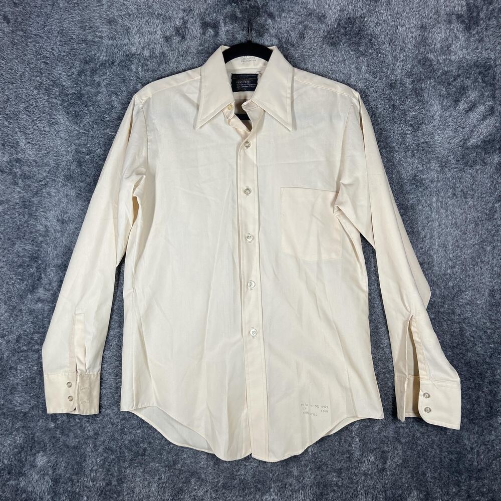 Vintage Towncraft Penn Prest Shirt Mens 14.5 32 White Long Sleeve Tapered Dress